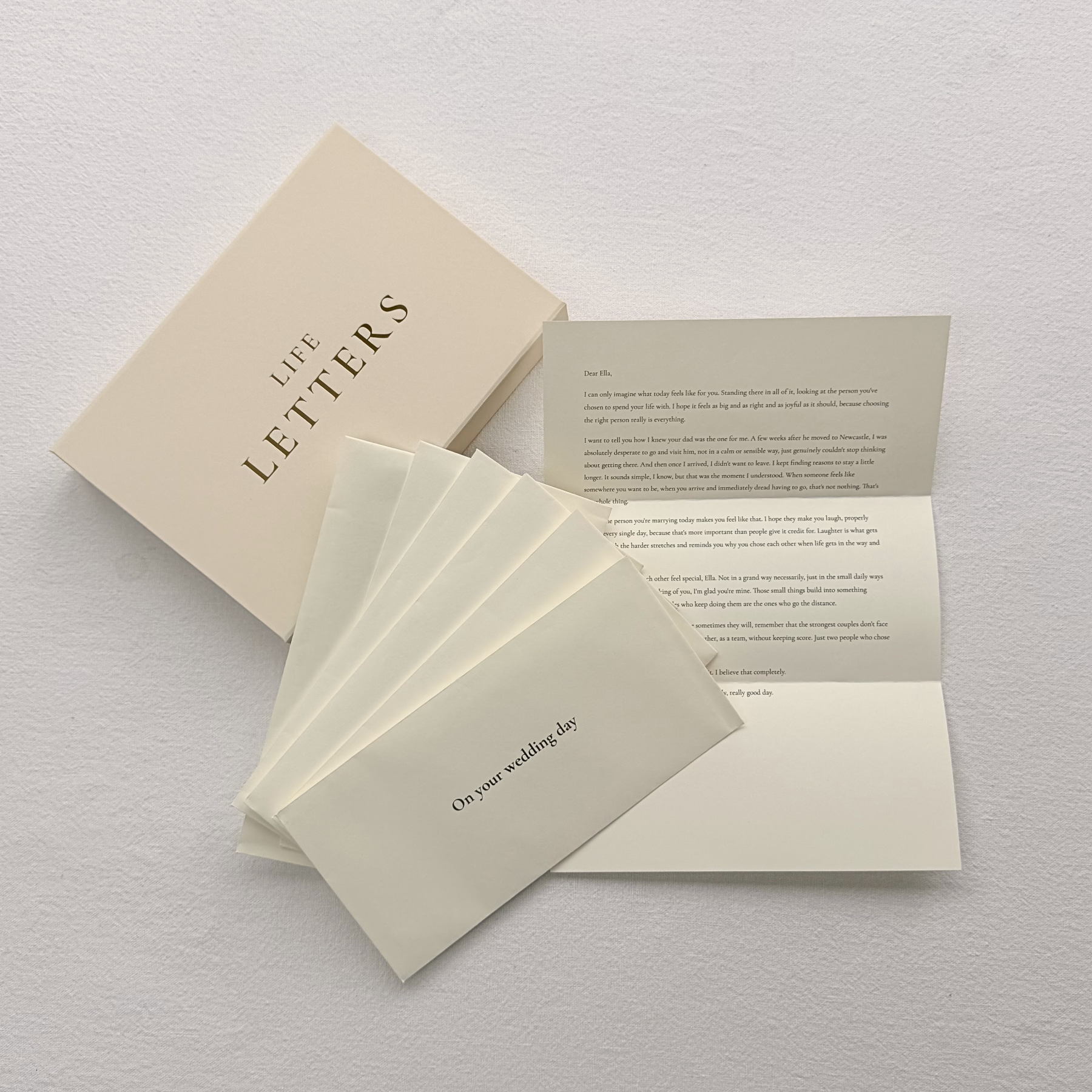 Life Letters box with envelopes and a letter.