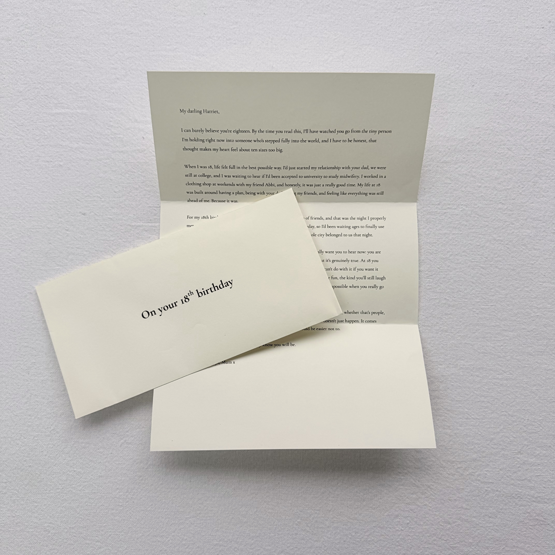 The Life Letters "On Your 18th Birthday" letter with its envelope.